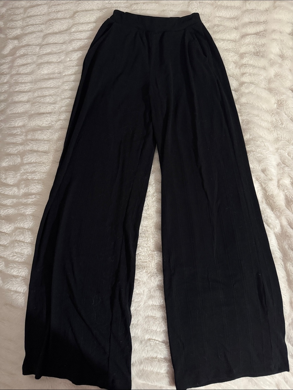 Abercrombie & Fitch Black Wide-Leg ribbed design Women's Pants